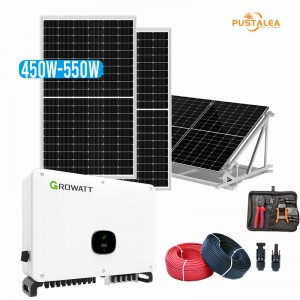 نظام الألواح الشمسية التجارية Growatt On Grid 50KW 80KW 100KW 110KW 120KW نظام الطاقة الشمسية ثلاثي الطور